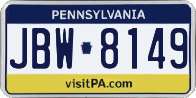 PA license plate JBW8149