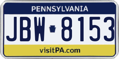 PA license plate JBW8153