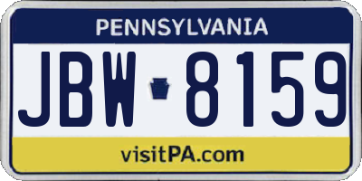 PA license plate JBW8159