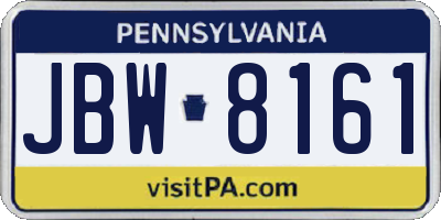 PA license plate JBW8161