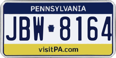 PA license plate JBW8164
