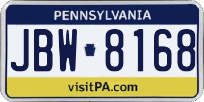 PA license plate JBW8168