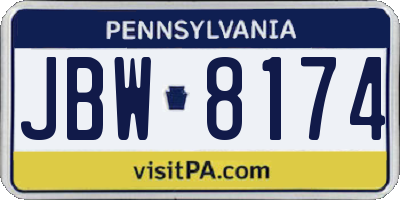 PA license plate JBW8174
