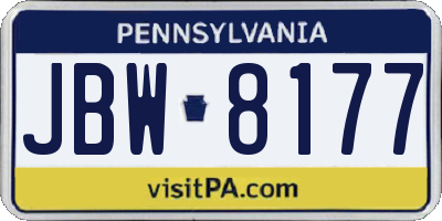 PA license plate JBW8177