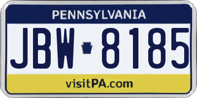 PA license plate JBW8185