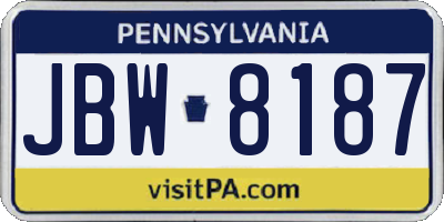 PA license plate JBW8187