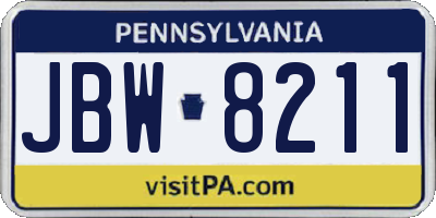 PA license plate JBW8211