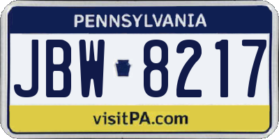 PA license plate JBW8217