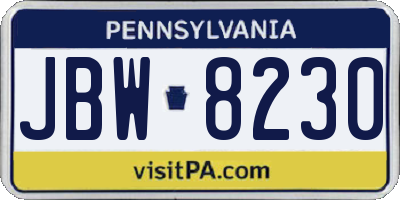 PA license plate JBW8230