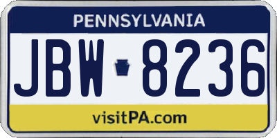 PA license plate JBW8236