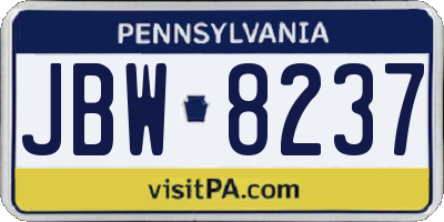 PA license plate JBW8237