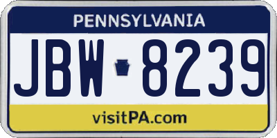 PA license plate JBW8239