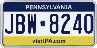 PA license plate JBW8240