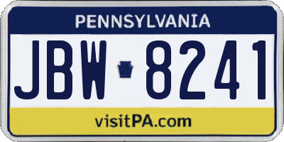 PA license plate JBW8241