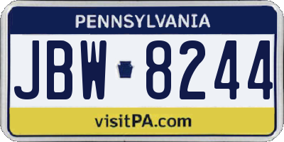 PA license plate JBW8244