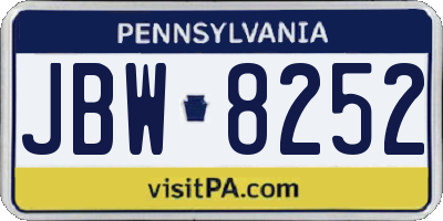 PA license plate JBW8252