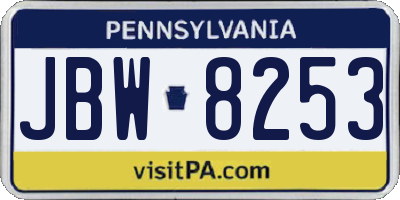 PA license plate JBW8253