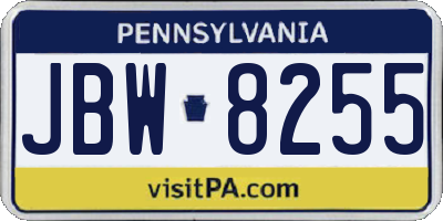 PA license plate JBW8255