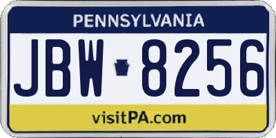 PA license plate JBW8256