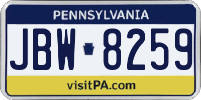 PA license plate JBW8259