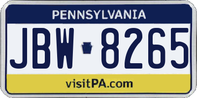 PA license plate JBW8265
