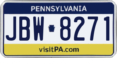 PA license plate JBW8271