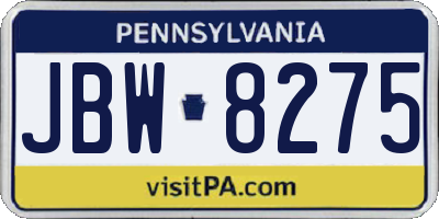 PA license plate JBW8275