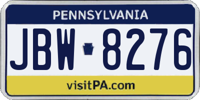 PA license plate JBW8276