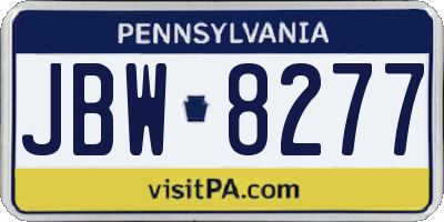 PA license plate JBW8277