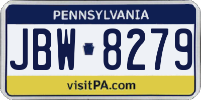 PA license plate JBW8279