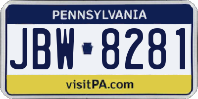PA license plate JBW8281