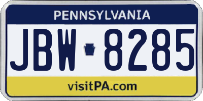 PA license plate JBW8285