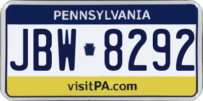PA license plate JBW8292