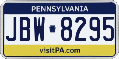 PA license plate JBW8295