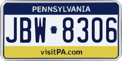 PA license plate JBW8306