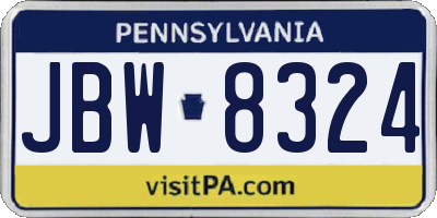 PA license plate JBW8324