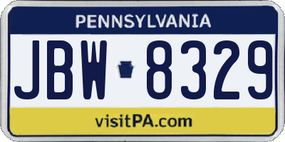 PA license plate JBW8329