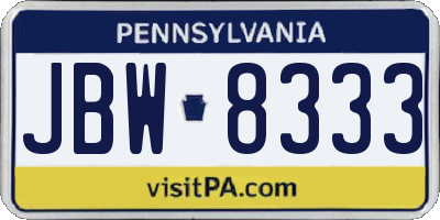 PA license plate JBW8333