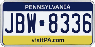 PA license plate JBW8336