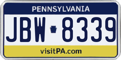 PA license plate JBW8339