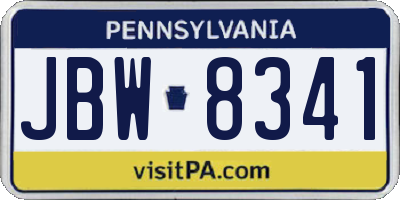 PA license plate JBW8341