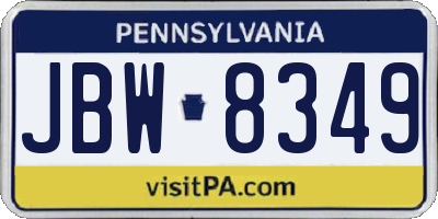 PA license plate JBW8349