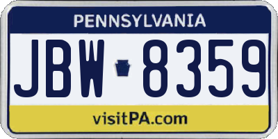 PA license plate JBW8359