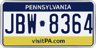 PA license plate JBW8364