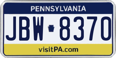 PA license plate JBW8370