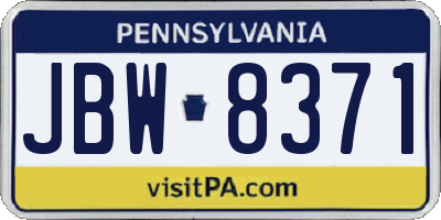 PA license plate JBW8371