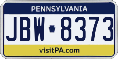 PA license plate JBW8373