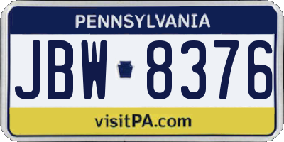 PA license plate JBW8376