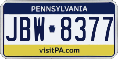 PA license plate JBW8377
