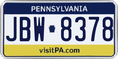 PA license plate JBW8378